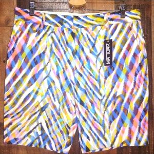 NWT MR. TURK Zebra Multicolor Patterned Men Shorts Flat Front Size 34